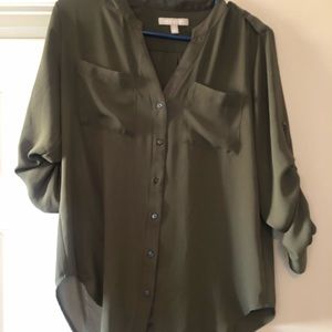 Banana republic olive green utility blouse